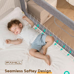 FAMILL Bed Rail for Toddlers, Foldable Toddler Bed Rails Suitable for Queen/King/Full/Twin Size, Grey, 78.7", 1 Side