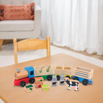 Melissa & Doug Wooden Farm Train Set - Classic Wooden Toy (3 Linking Cars)