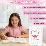 Diary with Lock for Girls Ages 8-12, Pink Bow Journal with Lock for Teen Girls, Birthday Gifts for Girls Diary for Kids with Pen, Coquette Preppy Secret Diary Notebook for Girls Women, Gift for 7 8 9 10 11 12 13 14 15 Year Old Girl