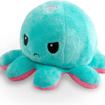 TeeTurtle - The Original Reversible Octopus Plushie - Pink + Aqua - Cute Sensory Fidget Stuffed Animals That Show Your Mood, 4 inch