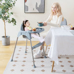 BABY JOY Baby High Chair, 4 in 1 Convertible High Chair with Adjustable Legs, Double Removable Tray, Safety Harness & Footrest, for 6-36 Months Babies & Toddlers (Gray)
