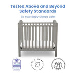 Delta Children Emery Mini Convertible Baby Crib with 2.75-inch Mattress, Grey