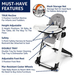 Peg Perego Siesta, Grow with Baby Folding High Chair & Recliner, Height Adjustable, Quick Clean & Easy Push Wheels for Babies & Toddlers, Made in Italy, Astral (Beige)