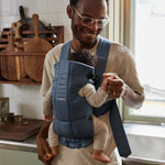 BabyBjörn Baby Carrier Mini, Vintage Indigo, Woven | Newborn Carrier (7-25 lbs), Ergonomic, Easy-to-Use
