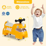 GLACER Ride On Push Car for Toddlers, Ages 18+ Months, Dinosaur Themed Foot to Floor Sliding Car with Music Steering, Horn & Under Seat Storage, Kids Ride On Toys for Boys and Girls (Yellow)