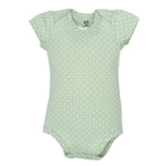 Hudson Baby Infant Girls Cotton Bodysuits 5-Pack, Eucalyptus, 0-3 Months