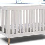 Delta Children Essex 4-in-1 Convertible Baby Crib, Bianca White with Natural Legs
