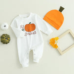 Ledy Champswiin 2Pcs Neutral Outfits Newborn Baby Boy Girl Pumpkin Romper Jumpsuit My 1st Halloween Clothes with Hat