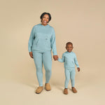 Modern Moments by Gerber Toddler Girls' Mommy and Me Hooded Waffle Sweater Knit Top and Legging Set, Medium Sky, 2T
