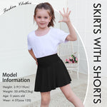 Kionio Toddler Baby Girl Skirts Flared Girls Mini Skorts Stretch Tennis Skater Uniform Athletic Skirts with Shorts Pockets Black