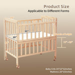 Flwrgirl Baby Bassinets Bedside Sleeper - Portable Pine Wood Bedside Bassinet,6 Heights Small Mini Crib with Mattress,Space-Saving Design Baby Crib for Newborns 0-12 Months,Unpainted