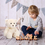 HyDren 2 Pack Plush Bear Stuffed Animals 18 Inch Cuddly Stuffed Bear Plushies with Bow for Birthday Gifts Baby Shower Party Favor Decors(Beige, Light Brown)