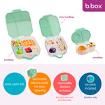 b.box Snack Box - Leakproof Mini Bento Box for Kids & Toddlers, 2 Compartment Snack Containers for Kids, Lunch Containers, Dishwasher Safe, BPA Free, PFAS Free, Ages 4m+, 1 3/4 Cup - Spearmint