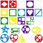Chinco 24 Pieces Shape Geometric Tracing Stencils Set for Kids Children Simple Painting Shape Templates Geometric Drawing Stencils Templates for Toddlers Preschooler Drawing DIY Craft