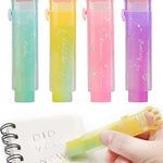 Benvo 4Pcs Sliding Retractable Pencil Erasers with Cat Paw Plastic Sleeve Cute Jelly Erasers for School Office Clean Erase Rubber(Gradient Color)