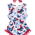 UNICOMIDEA Baby Girl Clothes Summer Funny Butterfly Infant Girl Romper Cute Sleeveless Toddler Bodysuit With Headband Newborn Jumpsuit for 6-12 Months Home