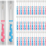 Gisdo 50pcs Toddler Toothbrush Set, Kids Manual Toothbrushes, Soft Bristles, Age 2+ Children, Individually Wrapped