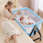 wayfong 3 in 1 Baby Bassinet, Bedside Crib with Breathable Mesh, Bassinet Bedside Sleeper with Wheels, Mosquito Net, Storage Basket, 6 Height Adjustable, Easy to Assemble