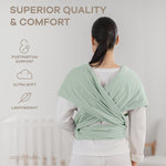 Comfy Cubs Baby Wrap Carrier - Soft & Secure Fit Cotton Blend Baby Carrier Newborn to Toddler - Hands-Free & Lightweight Infant Wrap - Adjustable, One Size Fits All Toddler Sling - Fern