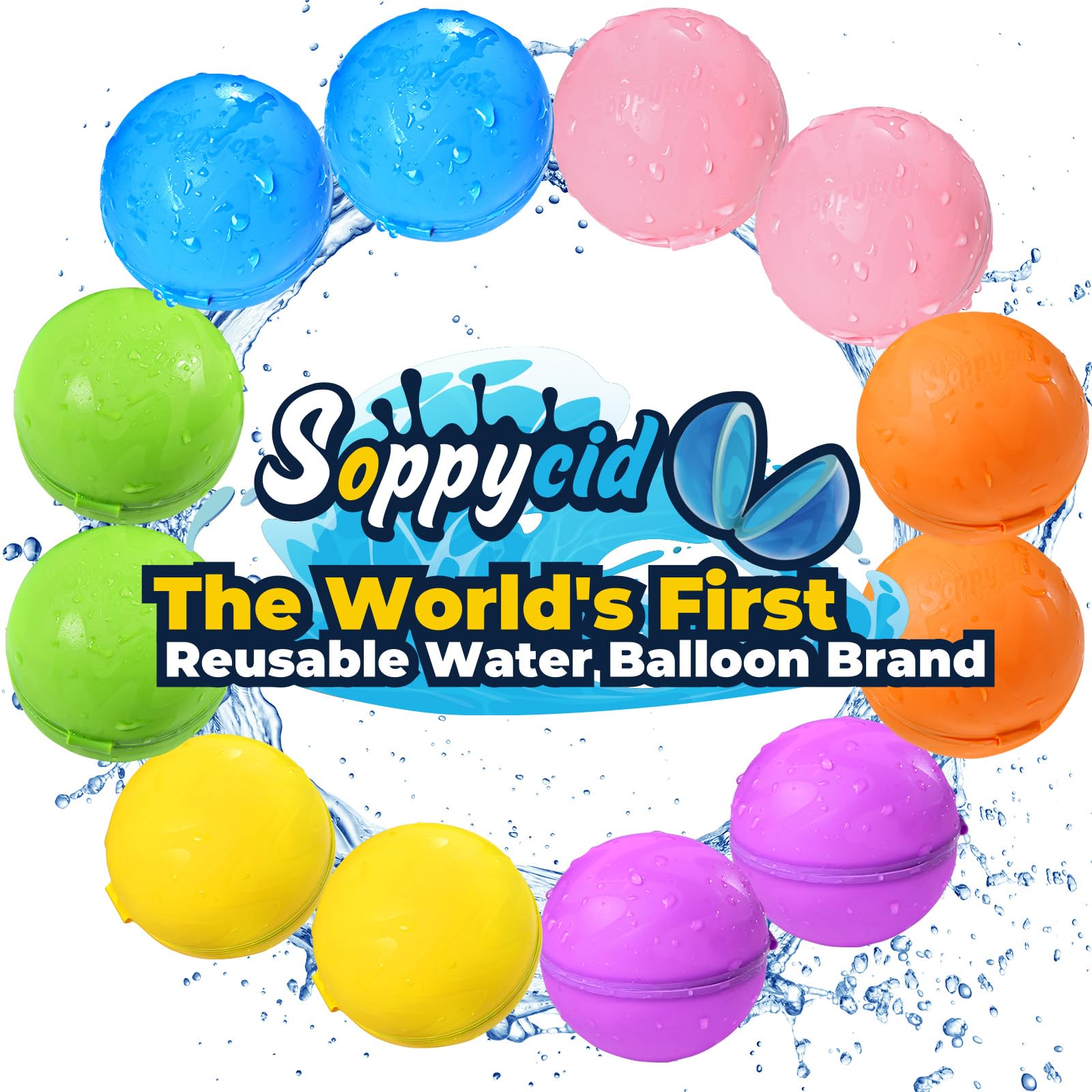 SOPPYCID 10PCS Reusable Water Balloons Quick Fill for Kids, Refillable Magnetic Water Balloons for Pool & Beach, Water Ball Toys for Summer Outdoor Games, Outside Activities