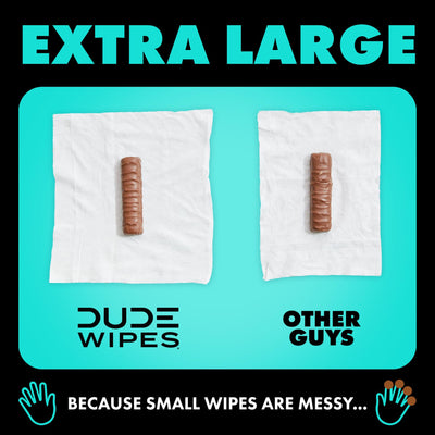 DUDE Wipes - Flushable Wipes Travel Pack - 6 Pack, 108 Wipes - Mint Chill Extra-Large Adult Wet Wipes - Vitamin-E, Aloe Vera, Eucalyptus, and Tea Tree Oils - Septic and Sewer Safe Butt Wipes