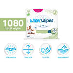 WaterWipes Sensitive+ Baby & Toddler Wipes, 3-In-1 Cleans, Cares, Protects, 99.9% Water, Textured Clean, Unscented & Hypoallergenic, 1080 Count (18 Packs)