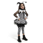 Spooktacular Creations Girls Clown Costume, Halloween Evil Clown Costume, Black and White Jester Dress for Girls Halloween Dress Up, Role Play, Cosplay Party