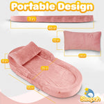 Sleepah Toddler Travel Bed & Chair – Foam Raised Safety Bumpers (55" x 26" x 8") – Foldable Portable Cot for Children 18M – 6yr Old - Fold Out Sofa Couch Lounger with Sheet Pillow & Case (Pink)