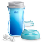 Chicco Insulated Sippy Cup 12+ Months, 9oz Toddler Training Cup with Bite-Resistant No-Spill Rim Spout, Double-Wall, BPA-Free, 2-Pack, Blue/Sharks