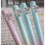 MOZXIRZ 4 Pcs Cute Gel Pens Glitter Bowknot Twistable Pens 0.5mm Fine Point Black Ink Smooth Writing Pen Aesthetic Gradient Gel Pen for Women Girls Boys Men Office School Supplies (4Pcs Bowknot)