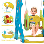 NYEEKOY 6 in 1 Toddler Slide and Swing Playset Indoor Outdoor Freestanding Playground Kids Slide Climber Swing Set with Basketball Hoop for Kids Age 3-12, Backyards Slide for Baby