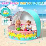 Kiddle Baby Pool with Canopy, Pop-Up Above Ground Pool, Foldable Infant Wading Pool for Toddlers 1-3, Baby Beach Tent, Portable Water Play Sum Toys for Child