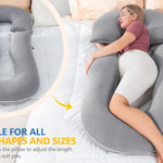 INSEN Pregnancy Pillows, Detachable Body Pillow for Sleeping, Nurse & Relax, Multi-Use Pregnancy Pillows for Pregnant Women, Cooling Tencel-Grey