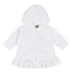 Gerber Baby Girls Toddler Zipper Hoodie Terry Swimsuit Cover Up, White, 0-3 Months