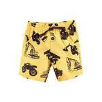 Hudson Baby Unisex Baby Cotton Bodysuit, Shorts and Shoe Set, Construction Trucks, 3-6 Months