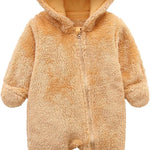 Newborn Baby Snowsuit Fleece Lined Onesie Outfits Warm Hooded Romper for Infant