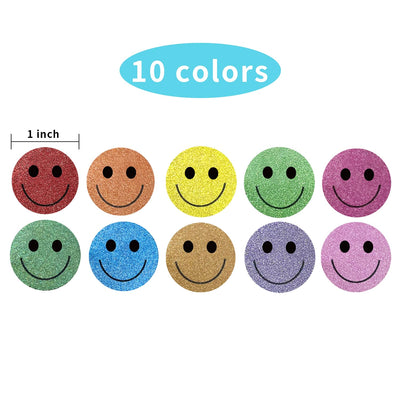 Yeachlaing 1 Inch Shiny Happy Face Stickers Circle Dots Labels Reward Stickers Teachers Sticker (500PCS,Multicolored)