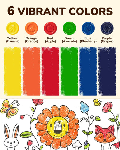 JUPITEARTH 6 Colors Egg Crayons for Toddlers 1-3, Palm Grasp Non Toxic Jumbo Washable Crayons for Kids, Fat Brain Toys for Preschool Art Supplies and Perfect Easter Gifts for Boys and Girls