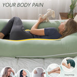 Meiz Pregnancy Pillows for Sleeping, Cooling Pregnancy Pillows, 60Inch Maternity Pillows, U Shaped Full Body Pillows for Adults with Rayon Cover from Bamboo, Sage Green