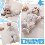 Fairy Baby Newborn Baby Snowsuit Bear Onesie Footie Romper Winter Thick Fleece Jumpsuit Infant Coat for Girls Boys 0-12M