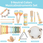 ZJEFUNS Baby Musical Instruments Set Wooden Montessori Toys for Toddlers 1-3 Percussion Instruments Set Modern Boho Music Toys for Kids Preschool Educational.