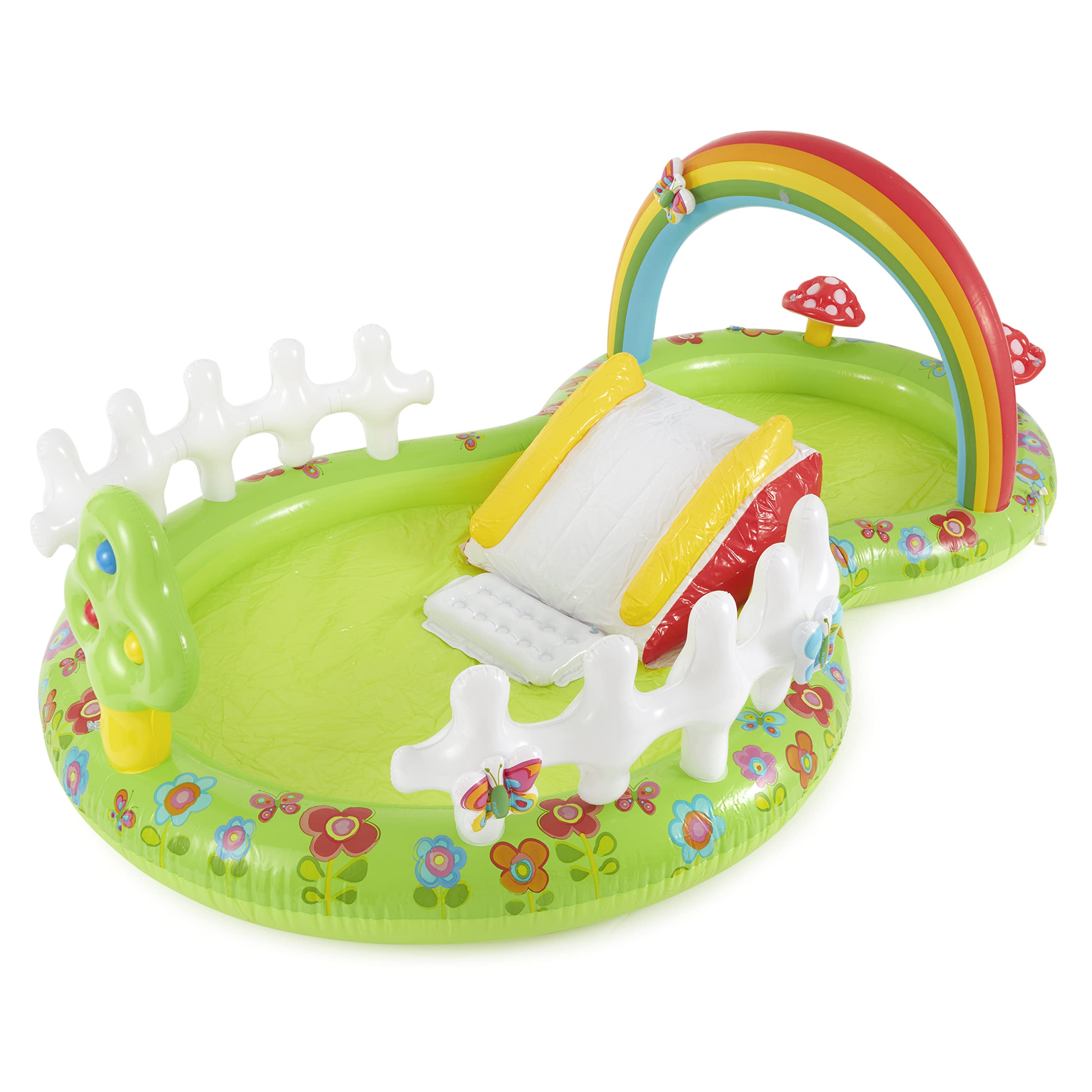 Intex 96" x 78" x 28" Inflatable Jungle Adventure Play Center Spray Kiddie Pool - Backyard Kids Water Slide, Outdoor Blow-Up Splash Pad for Toddlers