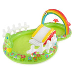 Intex 96" x 78" x 28" Inflatable Jungle Adventure Play Center Spray Kiddie Pool - Backyard Kids Water Slide, Outdoor Blow-Up Splash Pad for Toddlers