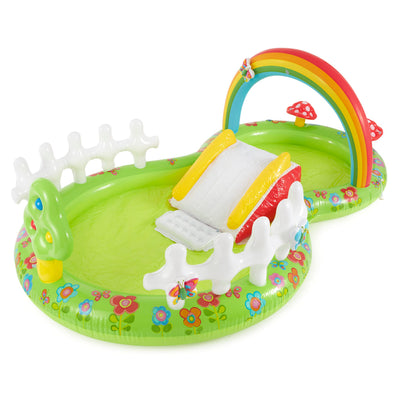 Intex 96" x 78" x 28" Inflatable Jungle Adventure Play Center Spray Kiddie Pool - Backyard Kids Water Slide, Outdoor Blow-Up Splash Pad for Toddlers