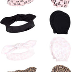 Hudson Baby baby-girls Cotton Headband and Scratch Mitten Set
