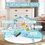 CebollaJojo Baby Play Gym Mat, Tummy Time Mat with 6 Detachable Toys，Washable Baby Activity Play Mat for Hearing,Visual, Sensory, Motor Development, Easy to Install & Clean, Baby Essentials Gift