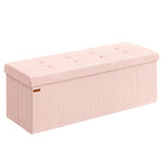 SONGMICS MAZIE Collection - Storage Ottoman Bench, Foldable Foot Rest, 15 x 43 x 15 Inches, End of Bed Bench, Storage Chest, Load 660 lb, Living Room, Bedroom, Entryway, Jelly Pink ULSF604R01