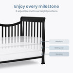 Dream On Me Violet 7 in 1 Convertible Life Style Crib in Black, Greenguard Gold Certified 58x29x39 Inch (Pack of 1)