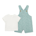 Little Me Clothes for Baby Boys' Whales Shortall Set, Aquifer/Marshmallow, 3 Months