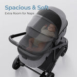 newyoo Bassinet Stroller for Baby, Nestro 516M, Convertible Infant Strollers w Reversible Seat & Cup Holder, 2-in-1 Rear-Facing Pram from Newborn to Toddler, One-Hand Easy Fold, Grey